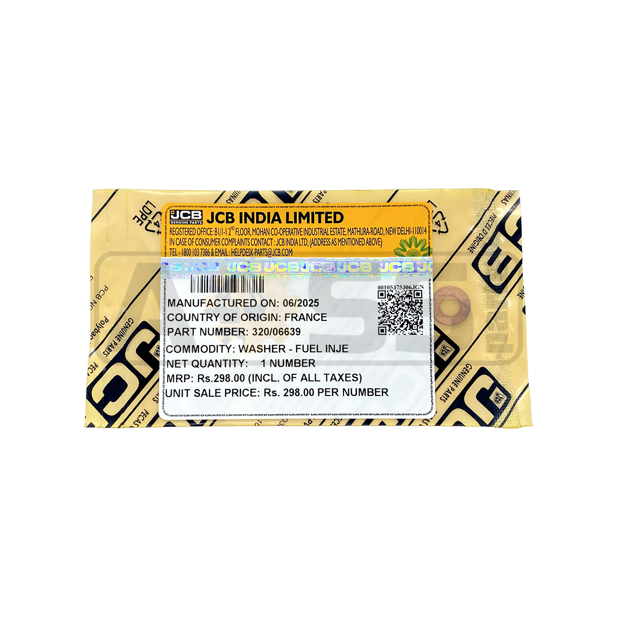Шайба форсунки медная (672) 320/06639 9001-850A JCB